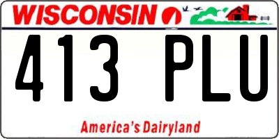 WI license plate 413PLU
