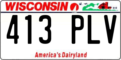 WI license plate 413PLV