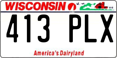 WI license plate 413PLX