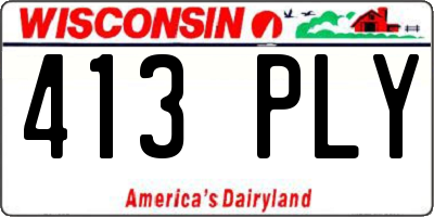 WI license plate 413PLY