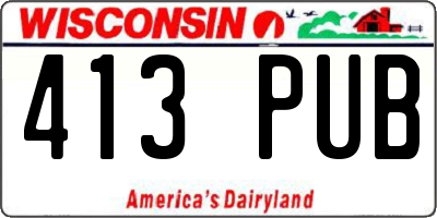 WI license plate 413PUB