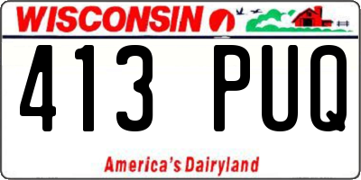 WI license plate 413PUQ