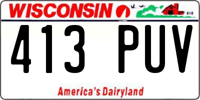WI license plate 413PUV