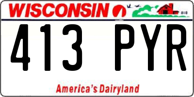 WI license plate 413PYR