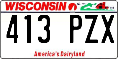 WI license plate 413PZX