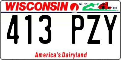 WI license plate 413PZY