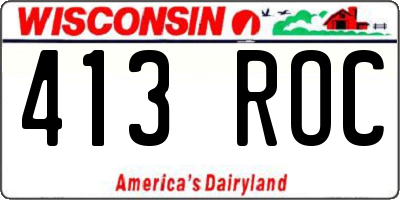 WI license plate 413ROC