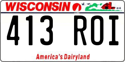 WI license plate 413ROI
