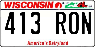 WI license plate 413RON