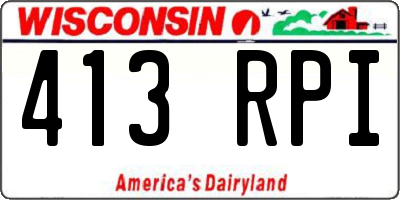WI license plate 413RPI