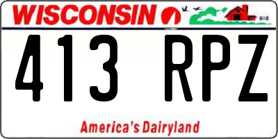 WI license plate 413RPZ