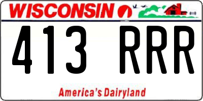 WI license plate 413RRR
