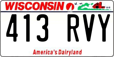 WI license plate 413RVY