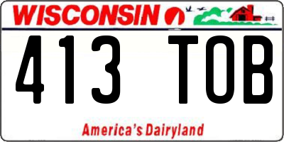 WI license plate 413TOB