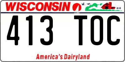 WI license plate 413TOC
