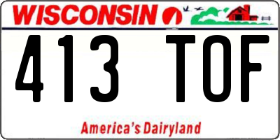 WI license plate 413TOF