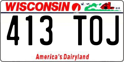 WI license plate 413TOJ