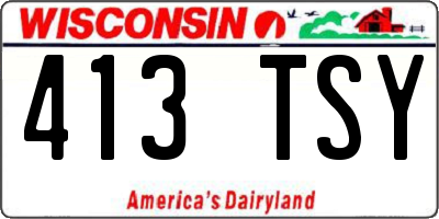 WI license plate 413TSY