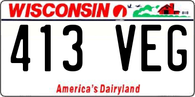 WI license plate 413VEG