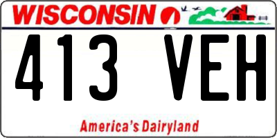 WI license plate 413VEH