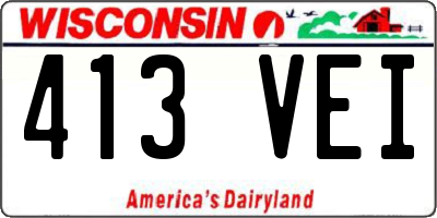 WI license plate 413VEI