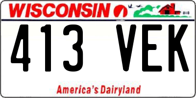 WI license plate 413VEK