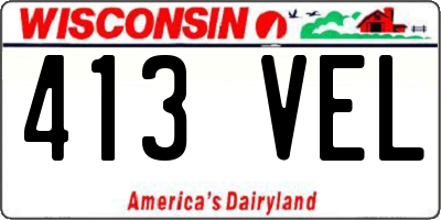 WI license plate 413VEL