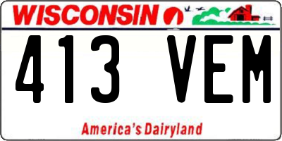 WI license plate 413VEM