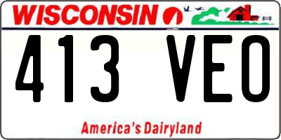 WI license plate 413VEO