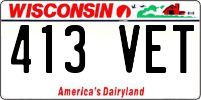 WI license plate 413VET