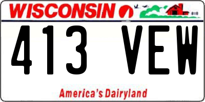 WI license plate 413VEW