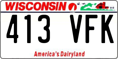 WI license plate 413VFK