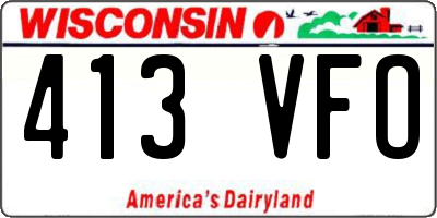 WI license plate 413VFO