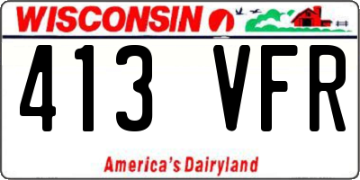 WI license plate 413VFR
