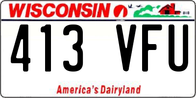 WI license plate 413VFU