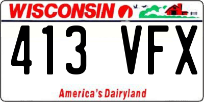 WI license plate 413VFX