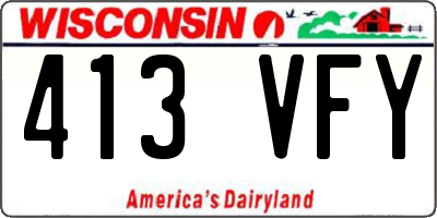 WI license plate 413VFY