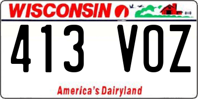 WI license plate 413VOZ