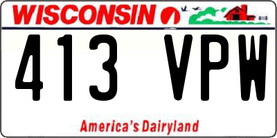 WI license plate 413VPW