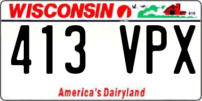 WI license plate 413VPX