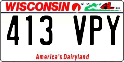 WI license plate 413VPY