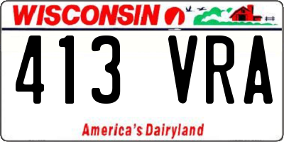 WI license plate 413VRA