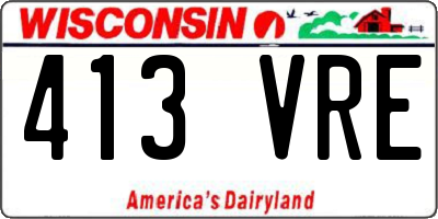 WI license plate 413VRE