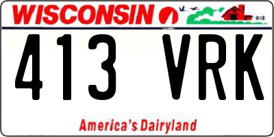 WI license plate 413VRK