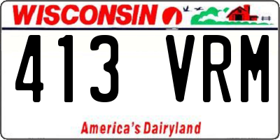 WI license plate 413VRM