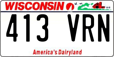WI license plate 413VRN