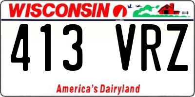 WI license plate 413VRZ