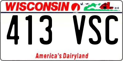 WI license plate 413VSC