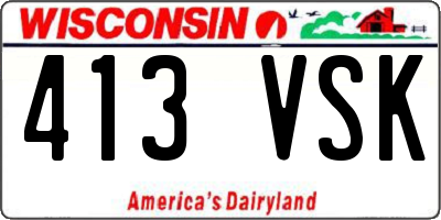 WI license plate 413VSK