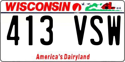 WI license plate 413VSW